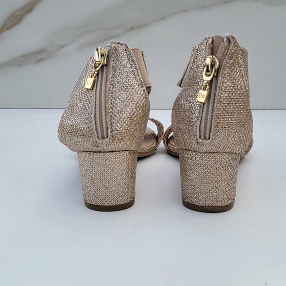 STUART WEITZMAN Rosalyn Alexa Anklestrap Gold glitter open toe heels Siz… - Picture 4 of 11
